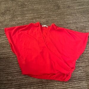 Zara Red Criss Cross Blouse